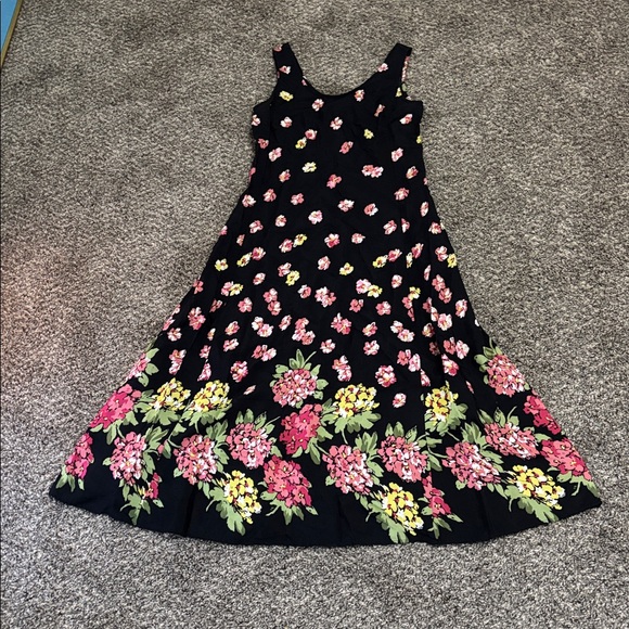 Express dress maxi 3/4 floral rayon MADE IN USA Vintage boho spring summer chic - Picture 5 of 7